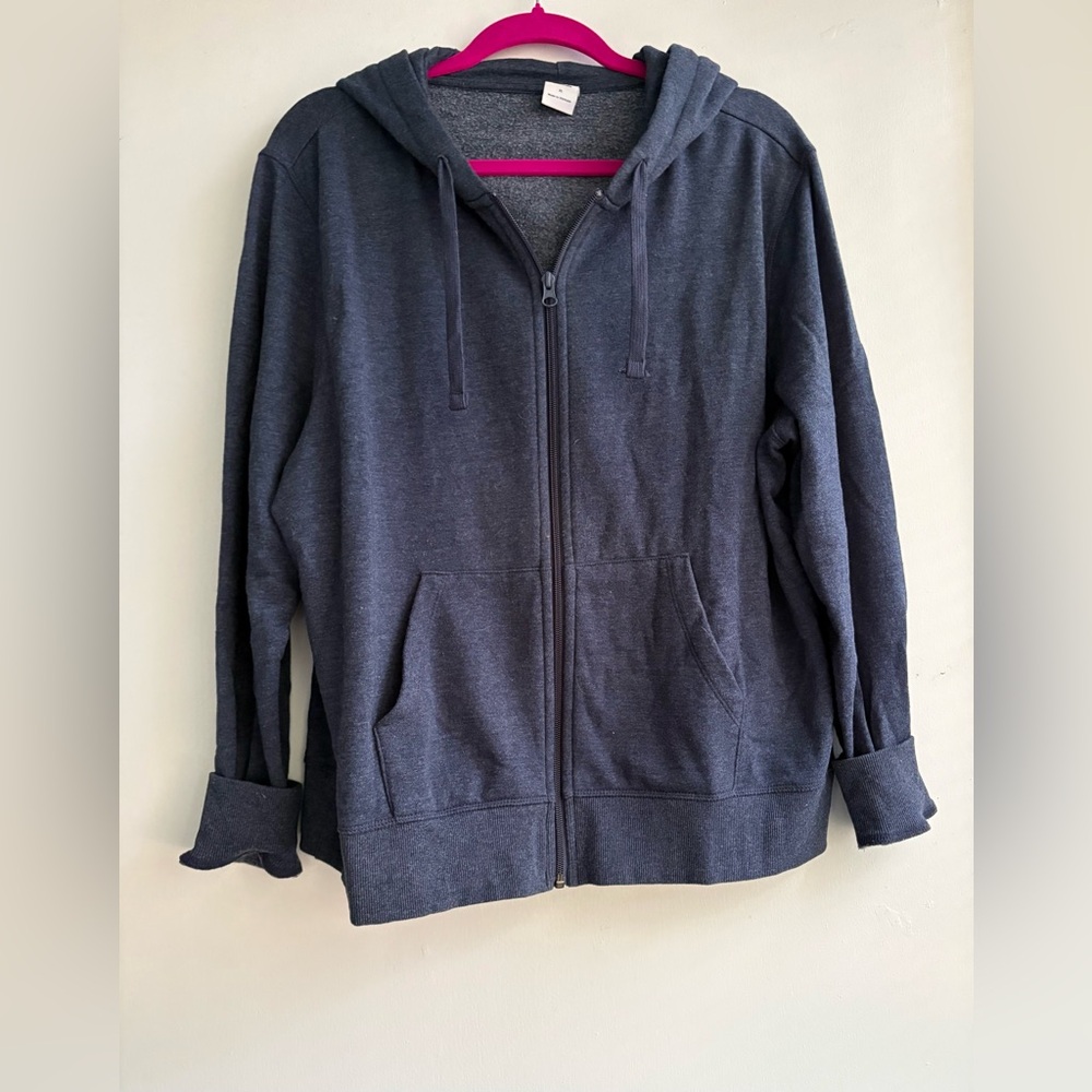 Navy blue zip hoodie with pockets- XL